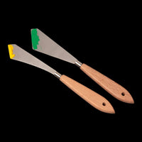 YalansmaiP - Juego de 2 cuchillos de pintura de acero inoxidable con mango de madera y hoja de acero, accesorios para pintura al óleo para arte y pintura - Arteztik
