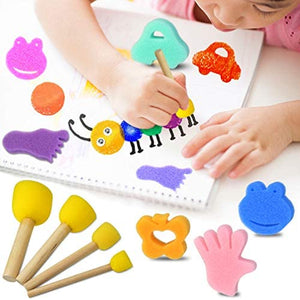 Yookat - 24 esponjas de pintura para niños y 20 esponjas de pintura, esponjas para niños, herramientas de pintura (amarillo) - Arteztik