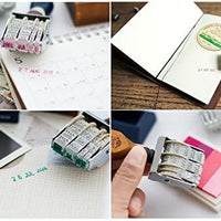 home-organizer Tech Retro rodillo sello de fecha, sellos de goma para hacer tarjeta de DIY Craft Happy planificador Scrapbooking Suministros, Madera, Azul, S - Arteztik