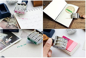 home-organizer Tech Retro rodillo sello de fecha, sellos de goma para hacer tarjeta de DIY Craft Happy planificador Scrapbooking Suministros, Madera, Azul, S - Arteztik