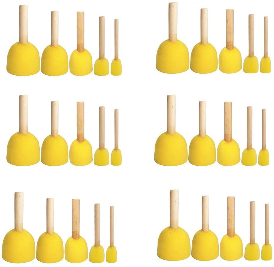 Yoogeer - Juego de 30 esponjas redondas para pintura, espuma, pincel, herramienta de pintura, 5 tamaños, 6 lotes - Arteztik