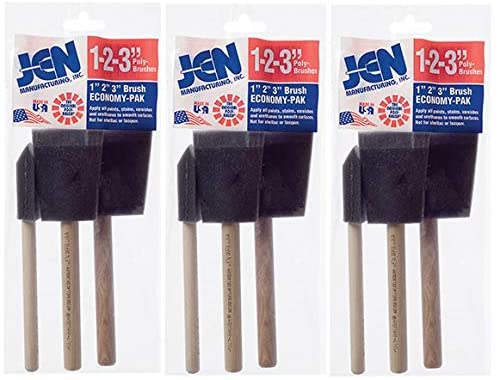 Paquete de 3 brochas de espuma de polietileno, incluye 9 brochas de esponja surtidas, 3.0 in, 3.0 in y 3.0 in. - Arteztik