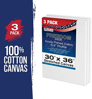 U.S. Art Supply 30 x 36 inch Stretched Canvas 12-Ounce Primed 3-Pack - Professional White Blank 3/4" Profile Heavy-Weight Gesso Acid Free Bulk Pack - Painting, Acrylic Pouring, Oil Paint - Arteztik
