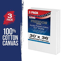 U.S. Art Supply 30 x 36 inch Stretched Canvas 12-Ounce Primed 3-Pack - Professional White Blank 3/4" Profile Heavy-Weight Gesso Acid Free Bulk Pack - Painting, Acrylic Pouring, Oil Paint - Arteztik