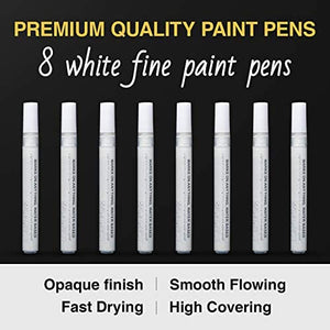 Bolígrafos de pintura acrílica negra – Paquete de 8 rotuladores de pintura negra, bolígrafos de pintura acrílica para pintura de roca, madera, metal, metal, cerámica, graffiti, papel, dibujo, calabazas de plástico, juegos de pintura acrílica a base de agu - Arteztik