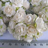 NATTHAFLOWER - 100 rosas artificiales blancas de papel morera para manualidades, tamaño de 0.787 in, decoración para álbumes de recortes - Arteztik