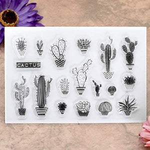 Kwan Crafts - 4 hojas de diferentes estilos, diseño de cactus de diente de león, flores transparentes, sellos para hacer tarjetas, decoración y manualidades - Arteztik