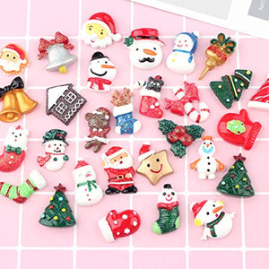 30pcs Resina de Navidad Slime Charms Resina Plana Espalda Plana Árbol de Navidad Nieve Cerveza Resina Botón de Retroceso Plano Scrapbooking Adornos para Artesanía Hacer Scrapbooking DIY Artesanía - Arteztik