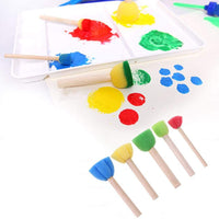 5 esponjas de pintura, cepillo de espuma, esponja de espuma, juguetes para niños, diseño colorido DIY juguetes de madera Graffiti herramientas mango - Arteztik