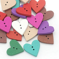 Housweety 100PCs Madera Botones de costura Scrapbooking Amor de Corazón Mixed 24 mmx23 mm (1" X 7/8") - Arteztik
