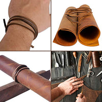 Hojas de piel de piel auténtica para pendientes, cartera de cuero y artesanías – Cuero auténtico de búfalo de grano completo, sin hojas de piel sintética – Marrón oscuro y ruso (2 hojas + cordón de cuero) - Arteztik
