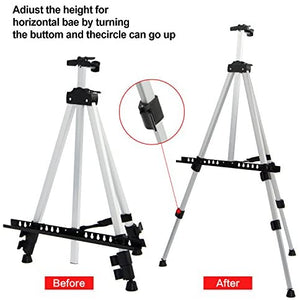 T-SIGN - Caballete de artista reforzado de 66 pulgadas, caballete de metal extrafroso para trípode de aluminio de 53 a 65.4 in, altura ajustable con bolsa portátil para dibujo y visualización de piso/mesa, 2 unidades - Arteztik