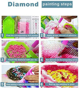 Kit completo de pintura de diamante para adultos y niños, con diamantes redondos para decoración de pared del hogar (13.8 x 17.7 in) - Arteztik