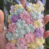 100 piezas de parches de flores de 1.181 x 1.181 in, flores de papel de morera, álbumes de recortes, bodas, suministros para casa de muñecas, tarjetas de papel Mini productos de Tailandia. - Arteztik