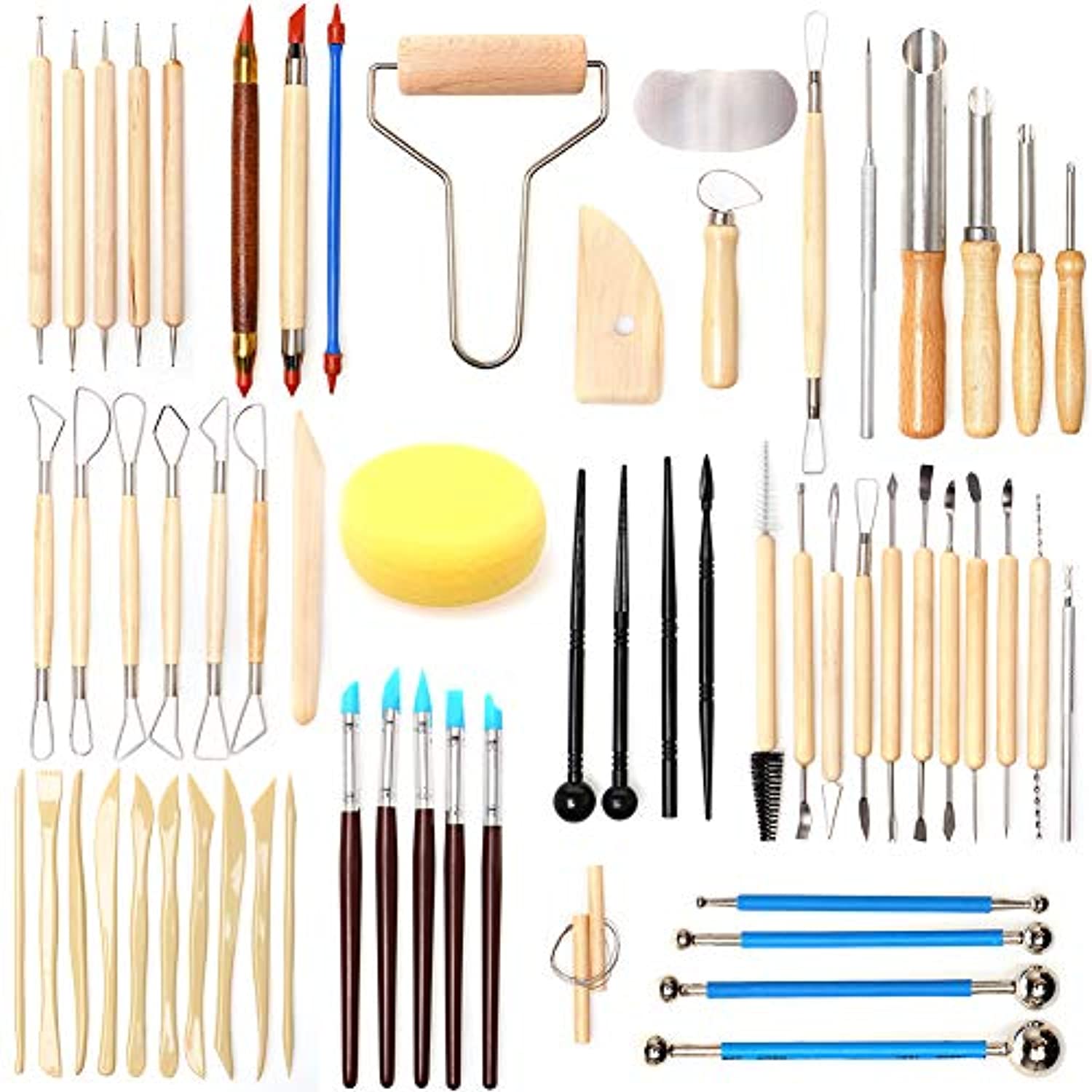 LAMPTOP Juego de 61 herramientas de cerámica y arcilla polimérica para  esculpir cerámica, herramientas de arcilla y tallado, herramientas de  arcilla