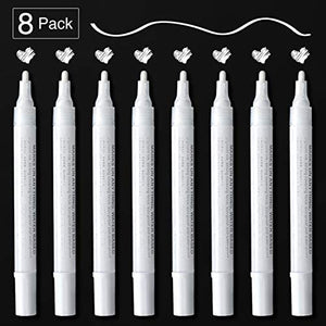 Bolígrafos de pintura acrílica negra – Paquete de 8 rotuladores de pintura negra, bolígrafos de pintura acrílica para pintura de roca, madera, metal, metal, cerámica, graffiti, papel, dibujo, calabazas de plástico, juegos de pintura acrílica a base de agu - Arteztik
