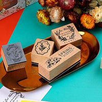 3 sellos de goma con almohadilla de tinta Dizdkizd, estampados florales vintage, sellos de madera para manualidades, álbumes de recortes, invitaciones de boda, planificadores y diarios - Arteztik