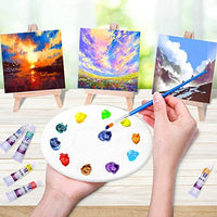 Lienzo de pintura para niños, Cridoz 18 unidades mini lienzo de pintura con caballete de 3.9 x 3.9 in Art Mini lienzo para niños pintura acrílica, color de agua al óleo - Arteztik
