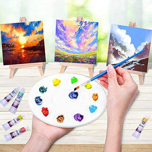 Lienzo de pintura para niños, Cridoz 18 unidades mini lienzo de pintura con caballete de 3.9 x 3.9 in Art Mini lienzo para niños pintura acrílica, color de agua al óleo - Arteztik