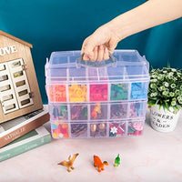 SGHUO Caja de almacenamiento apilable de 3 niveles con 30 compartimentos, caja organizadora de plástico para artes y manualidades, juguetes, cuentas de fusibles, cintas Washi - Arteztik
