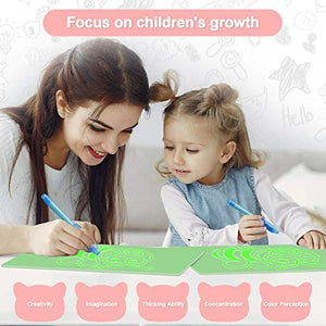 Light Drawing Board for Kids, A4 Light Drawing Pad Draw with Light, Magic Pad Light up Drawing Pad for Kids w/Magic Pens, Painting Writing Board Educational Toys for Kids Toddlers Boys Girls (A4) - Arteztik