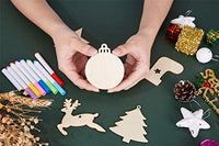 Artmag 50 piezas de adornos colgantes de madera sin terminar para decoraciones de Navidad, 5 estilos DIY rebanadas de madera con agujeros para niños, manualidades, centros de mesa de fiesta y decoraciones colgantes - Arteztik
