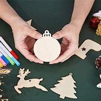 Artmag 50 piezas de adornos colgantes de madera sin terminar para decoraciones de Navidad, 5 estilos DIY rebanadas de madera con agujeros para niños, manualidades, centros de mesa de fiesta y decoraciones colgantes - Arteztik