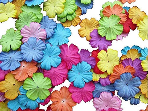 100 piezas de parches de flores de 1.142 x 1.142 in de papel de morera para álbumes de recortes de boda muñeca suministros de la tarjeta mini flores de papel - Arteztik