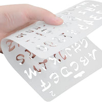 NABLUE - Juego de 8 plantillas de plástico con letras del alfabeto, para dibujar, dibujar, dibujar, dibujar, escala, para planificador de diarios, álbumes de recortes, proyectos de manualidades de pintura - Arteztik