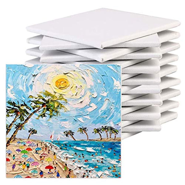 JUSTDOLIFE - Juego de 12 tablas de lienzo para pintar, 3.1 x 3.1 in, tamaño mini, para pintar, pintar, pintar, pintar, pintar, pintar, para el hogar, para estudiantes y niños - Arteztik