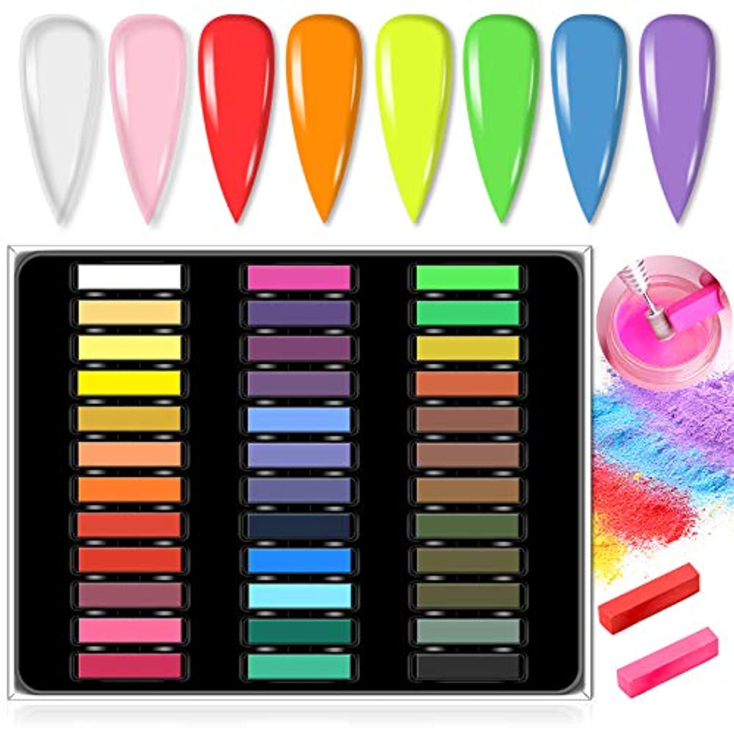 Vrenmol - Tizas suaves en colores pastel para polvo acrílico, 36 color
