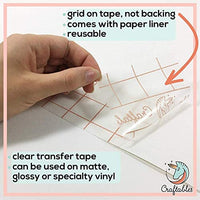 Craftables rollo de cinta de papel de transferencia de vinilo transparente con rejilla de alineación y papel de fácil liberación | 12 pulgadas x 25 pies cinta de aplicación para camuflaje, crickut, calcomanías de vinilo, letreros, ventanas, pegatinas - Arteztik