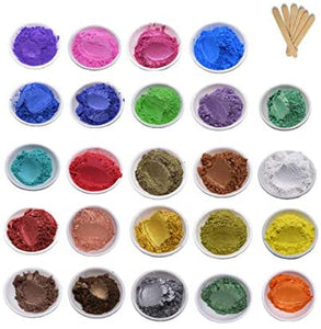 Mica Powder Set de pigmento de resina epoxi para hacer jabón de bricolaje, bomba de baño, colorante de uñas, arte de sombra de ojos, colorante (0.18 oz, 24 colores) - Arteztik