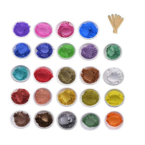 Mica Powder Set de pigmento de resina epoxi para hacer jabón de bricolaje, bomba de baño, colorante de uñas, arte de sombra de ojos, colorante (0.18 oz, 24 colores) - Arteztik