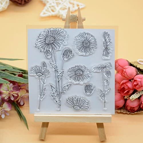 Bienvenido a alegre decoración de hogar, 1 sello de diseño de flores transparente de goma para hacer tarjetas y álbumes de recortes - Arteztik