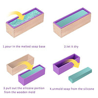 ZYTJ - Kit de moldes de jabón de silicona de 1.20 kg, molde rectangular flexible, viene con caja de madera, rascador ondulado y recto de acero inoxidable - Arteztik