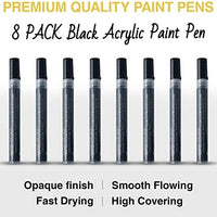 Bolígrafos de pintura acrílica negra – Paquete de 8 rotuladores de pintura negra, bolígrafos de pintura acrílica para pintura de roca, madera, metal, metal, cerámica, graffiti, papel, dibujo, calabazas de plástico, juegos de pintura acrílica a base de agu - Arteztik