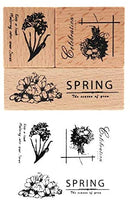 3 sellos de goma con almohadilla de tinta Dizdkizd, estampados florales vintage, sellos de madera para manualidades, álbumes de recortes, invitaciones de boda, planificadores y diarios - Arteztik
