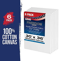 U.S. Art Supply 30 x 36 inch Stretched Canvas 12-Ounce Primed 3-Pack - Professional White Blank 3/4" Profile Heavy-Weight Gesso Acid Free Bulk Pack - Painting, Acrylic Pouring, Oil Paint - Arteztik
