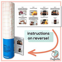 Craftables rollo de cinta de papel de transferencia de vinilo transparente con rejilla de alineación y papel de fácil liberación | 12 pulgadas x 25 pies cinta de aplicación para camuflaje, crickut, calcomanías de vinilo, letreros, ventanas, pegatinas - Arteztik