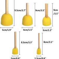 Boloniprod - Juego de 20 plantillas redondas de espuma con mango de madera, para muebles, manualidades, pintura, suministros de herramientas, herramientas de pintura, herramientas de pintura en 5 tamaños para niños - Arteztik