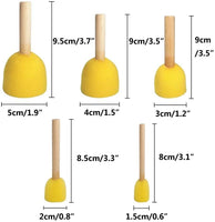 Yoogeer - Juego de 30 esponjas redondas para pintura, espuma, pincel, herramienta de pintura, 5 tamaños, 6 lotes - Arteztik

