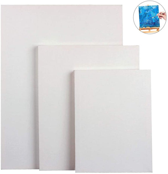 Tableros de lienzo para pintura, 3 unidades, sin ácidos, lienzo estirado en blanco de algodón 7 x 9,4, 3.7 x 4.6 in, 11,8 x 15,7 para pintores aficionados, estudiantes principiantes - Arteztik