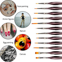 AIEX - Juego de 9 pinceles de pintura en miniatura para acrílico, acuarela, aceite, cara, uñas, escala de pintura de modelo, línea de dibujo (negro) - Arteztik
