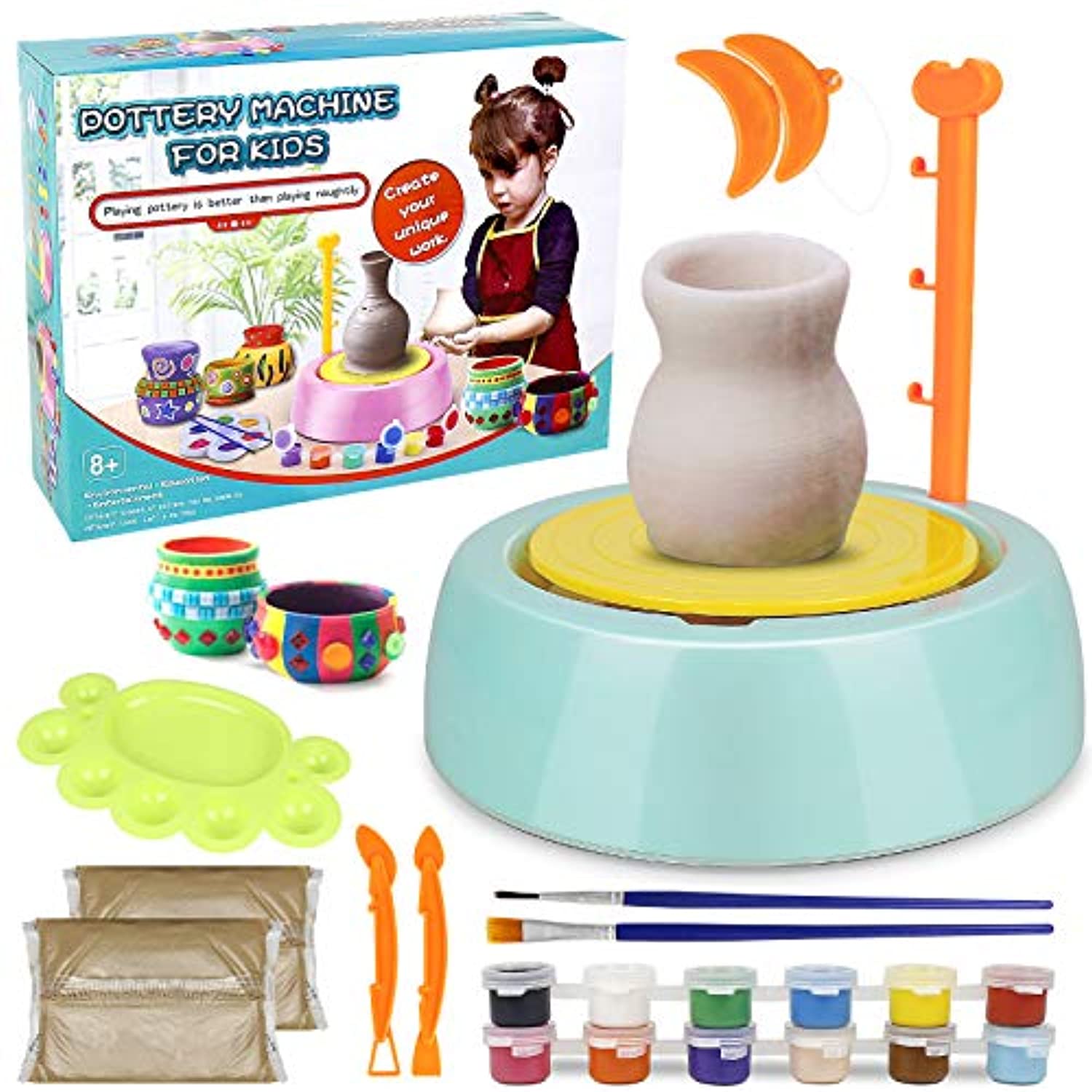 Pottery Wheel Kit for Kids, Handmade Artist Paint Pottery Studio, Cera