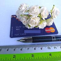 NATTHAFLOWER - 100 rosas artificiales blancas de papel morera para manualidades, tamaño de 0.787 in, decoración para álbumes de recortes - Arteztik
