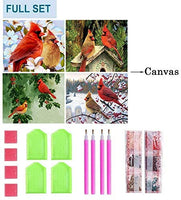 SanerDirect - 4 paquetes de pintura de diamante 5D para bricolaje, diseño de pájaro cardenal con taladro completo, pintura de diamante para decoración de pared del hogar (12 x 16 pulgadas) - Arteztik
