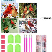 SanerDirect - 4 paquetes de pintura de diamante 5D para bricolaje, diseño de pájaro cardenal con taladro completo, pintura de diamante para decoración de pared del hogar (12 x 16 pulgadas) - Arteztik