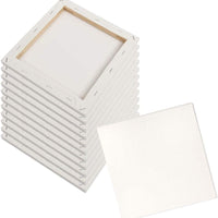 Lienzo estirado de 7.9 x 7.9 in – Lienzo enmarcado en blanco para pintar – Paquete de 12 – Lienzo de arte triple imprimado para niños, adultos, estudiantes y profesionales - Arteztik