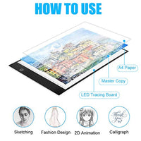 A4 LED Tracing Light Pad, Portable LED Artcraft Tracing Light Board Light Box Control de brillo con USB Power para niños artistas animación dibujo - Arteztik